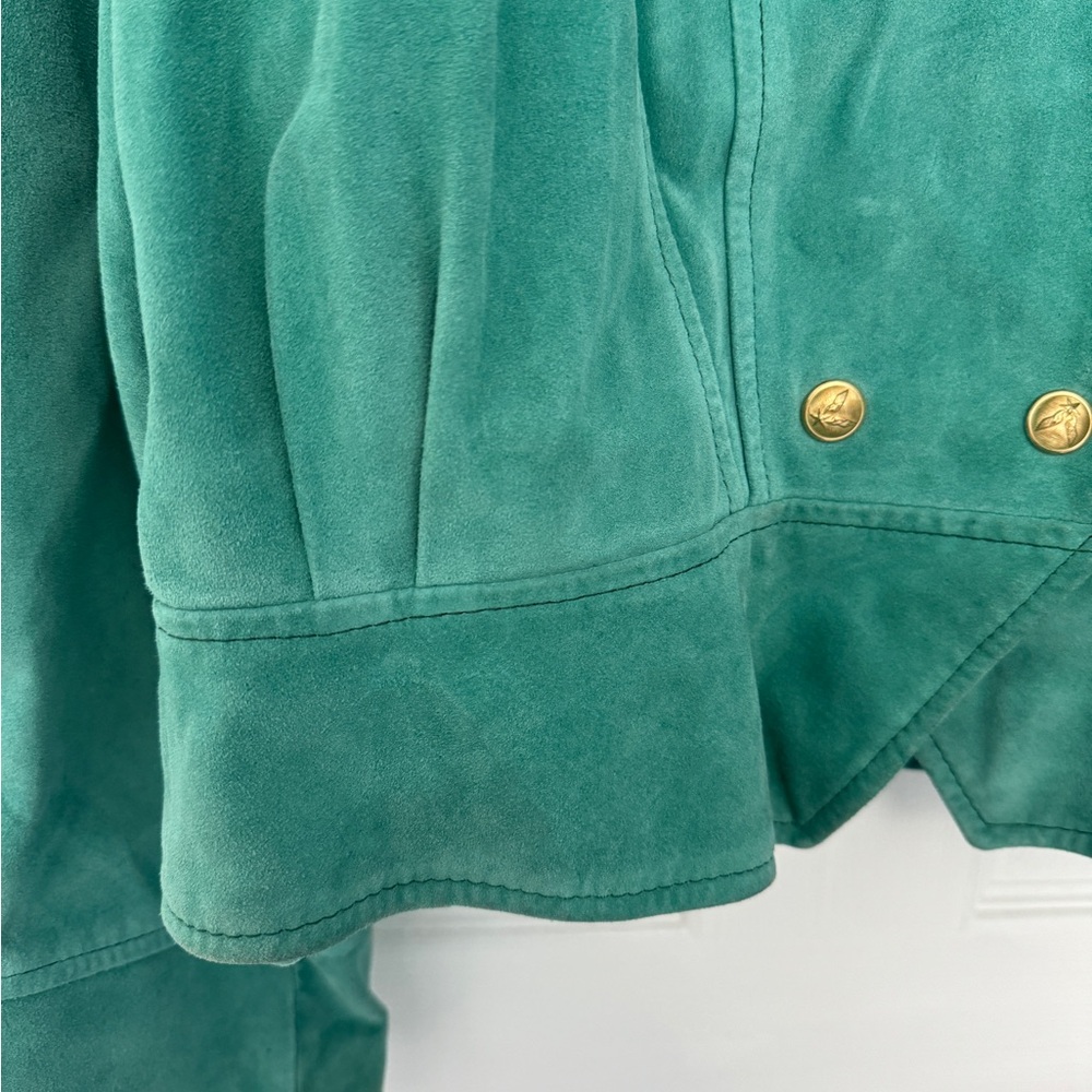 Vintage Suede Leather Cropped Bomber Jacket - Picture 6 of 11